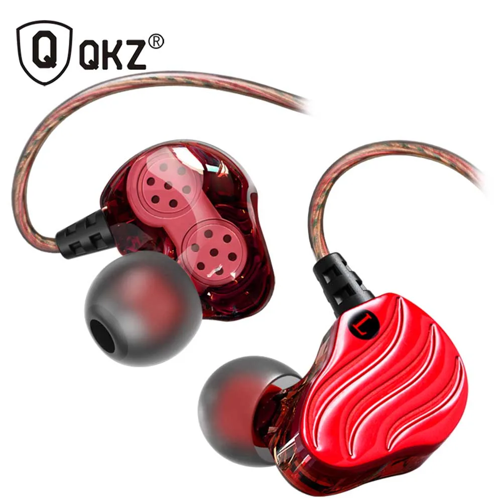 Новейший QKZ KD4 двойные драйверы наушники вкладыши проводные спортивные ушные