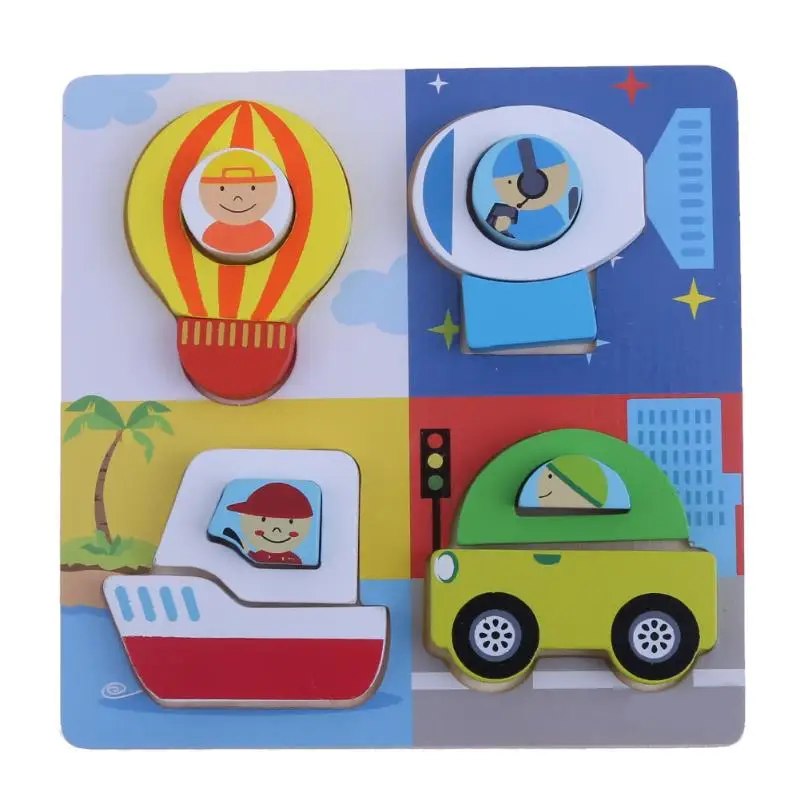 Детская головоломка Деревянный трафик океан Животное мультфильм 3D настольная