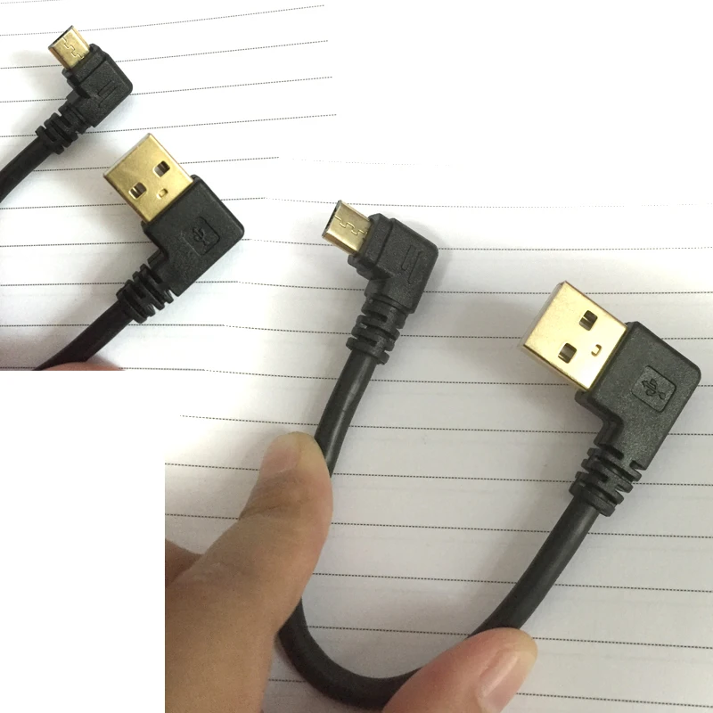 Новый универсальный 15 см золотой Jack короткие левый угол USB к прямым углом Micro b 2 0