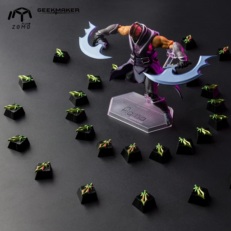 ZOMO dota2 тема 3D металлический ключ колпачок, топор, Бабочка, меч и дракон сердце, механическая клавиатура колпачки, Брелок фигурка, 1 шт