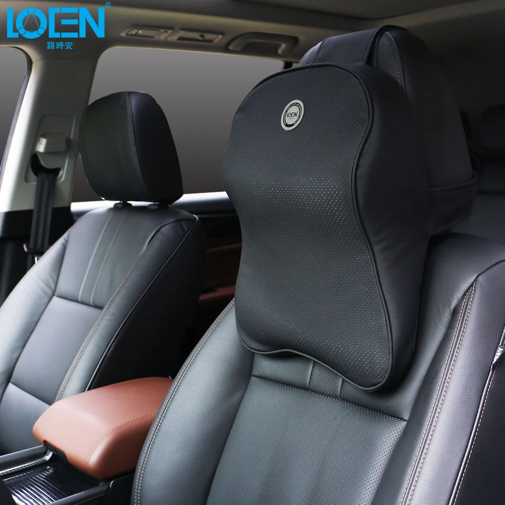 

LOEN Leather Car Pillow Space Memory Foam Neck Headrest Car Covers Vehicular Pillow Car Seat Cover Headrest Neck Pillow For BMW