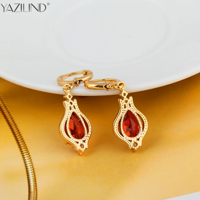 2017 Роскошные красные висячие серьги-капли с большим драгоценным камнем