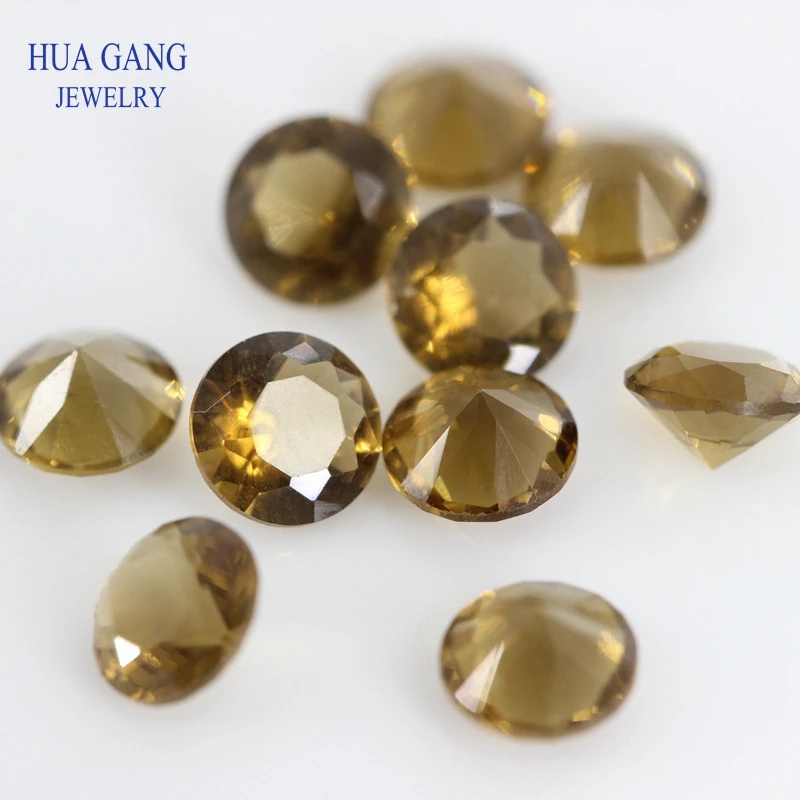 Free Shipping Size 1.0-12mm Color Coffee Round Shape Machine Cut Loose Glass Stone Synthetic Gems For Jewlry