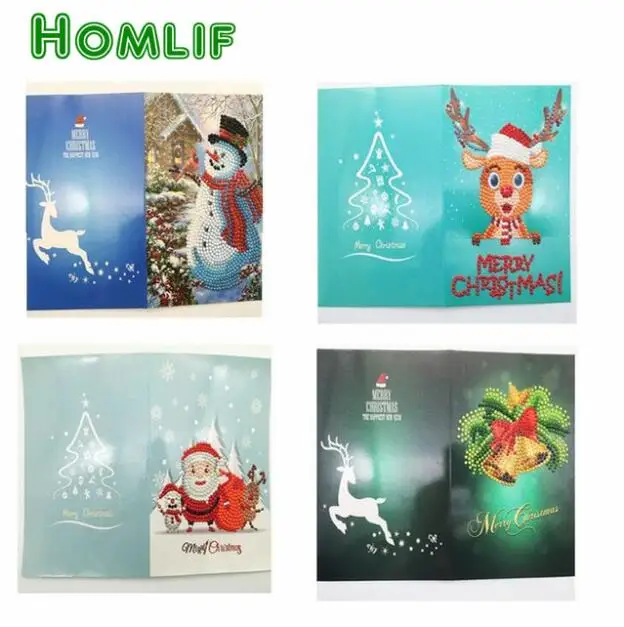 5d алмазная картина kerstkaarten на заказ eigen foto мультфильм Санта-Клаус С Рождеством поздравительные открытки Рождественские открытки - Цвет: 10