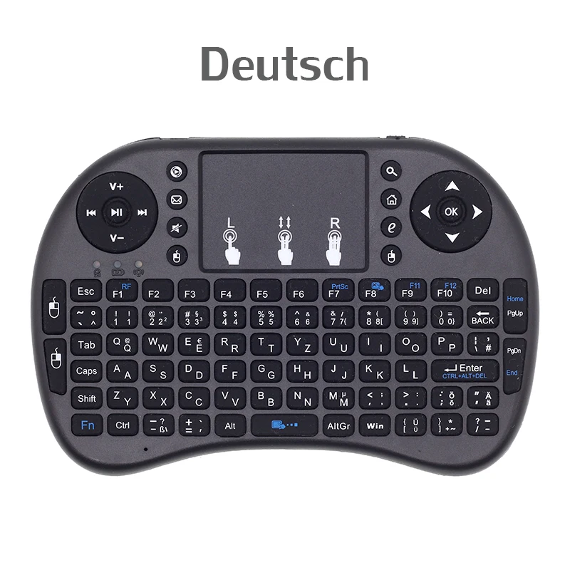 I8 (Deutsch) немецкая английская клавиатура 2 4 ГГц Мини Беспроводная Air Mouse с тачпадом