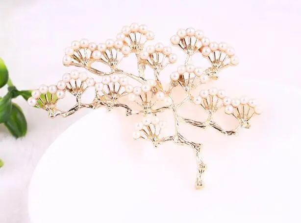 Pine tree design brooch alloy fashion pearl pin brooches for lover meaningful gift hot sale accessories | Украшения и аксессуары