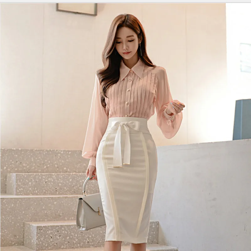 Женская юбка-карандаш с бантом белая облегающая юбка миди высокой талией и