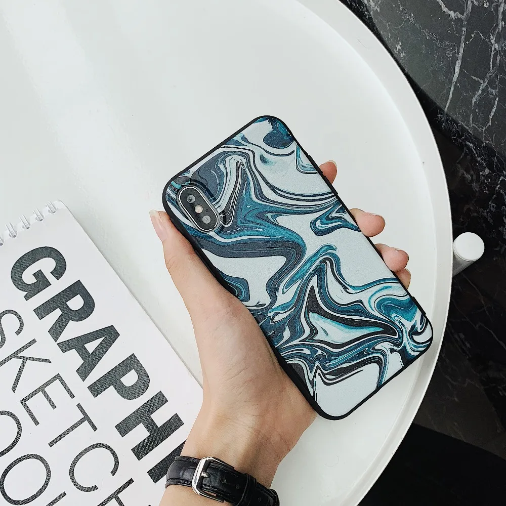 For iphone XS MAX case 3D Embossed Marble cover On 6 6s 7 8 plus conque for iPhone X Plus Candy Color fundas |