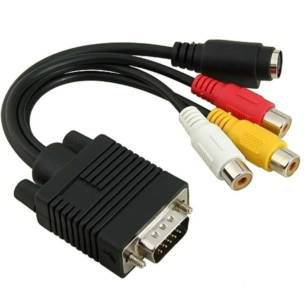 VGA штекер S-Video 3 RCA разъем Женский Композитный AV ТВ выход адаптер конвертер видео кабель для компьютера на ЖК-монитор проектор ТВ