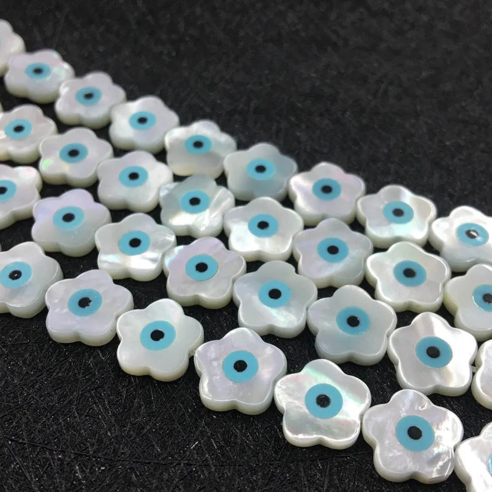 Новый синий сглаза Швабра белый корпус в форме цветка сливы Свободные бусины DIY