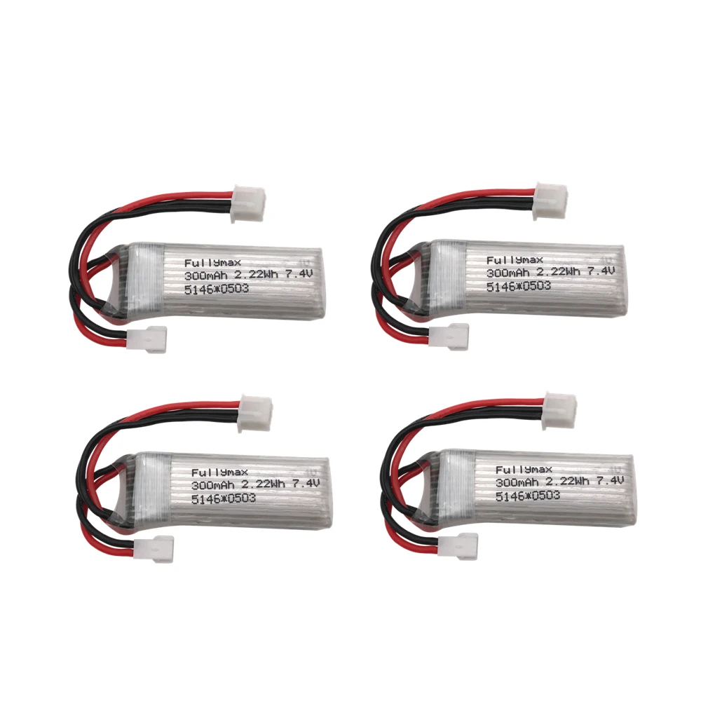 4pcs 7,4 V 300mAh 30c Li-Po батарея для WLtoys F959 самолет запасная часть XK DHC-2 A600 RC самолет - Цвет: 4pcs