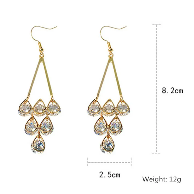 FYUAN длинные висячие серьги с кисточками для женщин Bijoux капли воды хрустальные