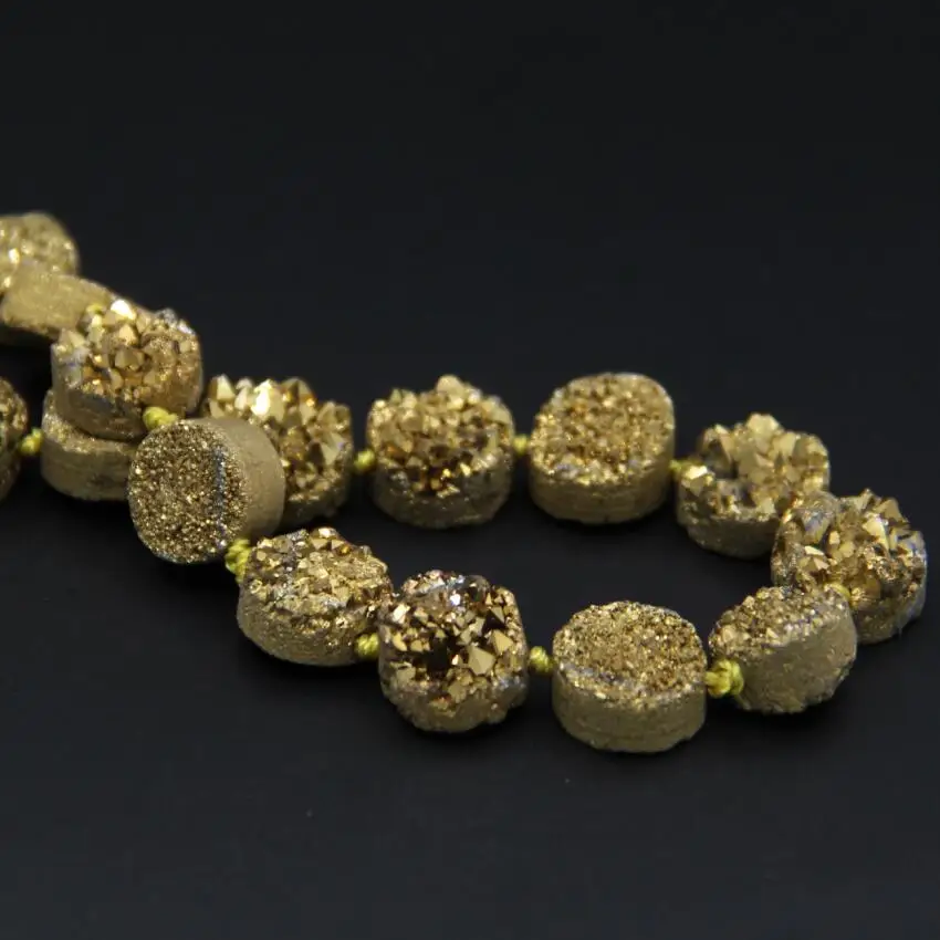 Круглые круглые шарики Geode Drusy из титанового золота 16 шт.|cabochon beads|round cabochonround flat beads