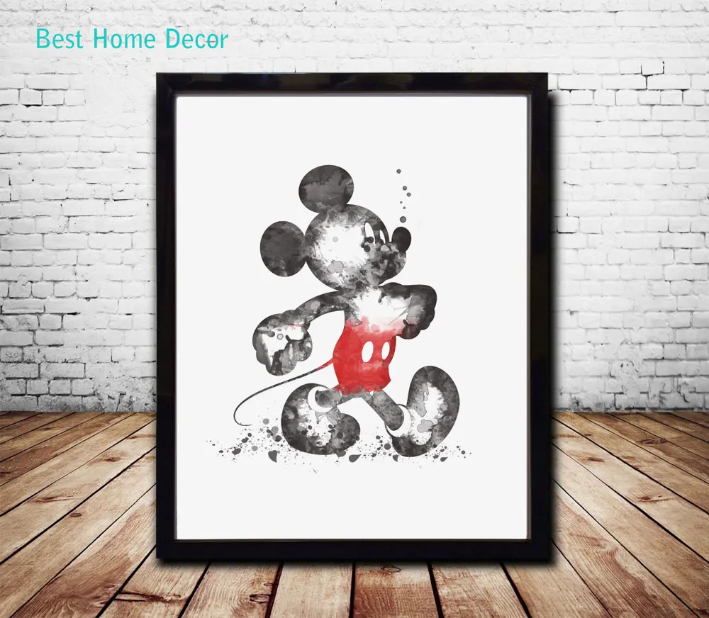 Художественная бумага Микки Мауса акварельная живопись Настенный декор для