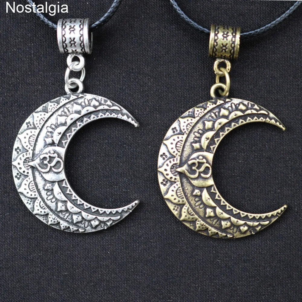 Ностальгия Ом Йога луна ожерелье Wicca Pagan ювелирные изделия Мандала Цветок лотоса