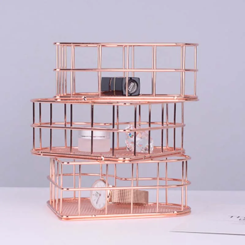 Nordic Iron Desktop Makeup storage basket Organizer Metal Mesh Heart Shaped Cosmetic Jewelry sundries Storage Basket box 1piece | Дом и сад