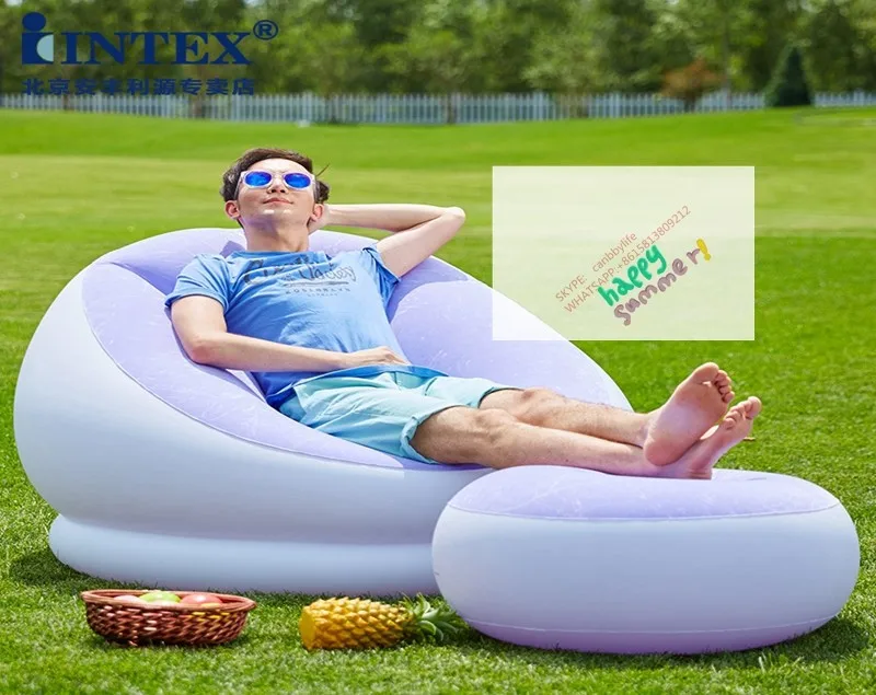 Горячая Intex кафе шезлонг красочный надувной матрас сиденье с подставкой для ног расслабляющий надувной выдвижной воздушный диван дешево