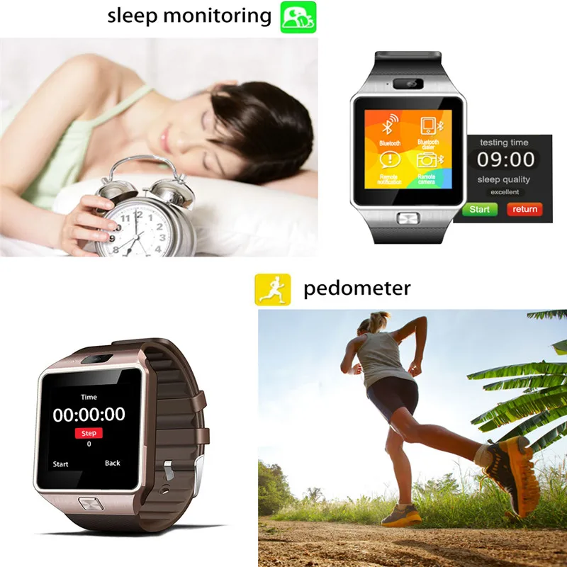 Bluetooth Smart Watch DZ09 Wearable Wrist Phone Relogio 2G SIM TF Card For Iphone Samsung Android smartphone PK GT08 A1 | Электроника