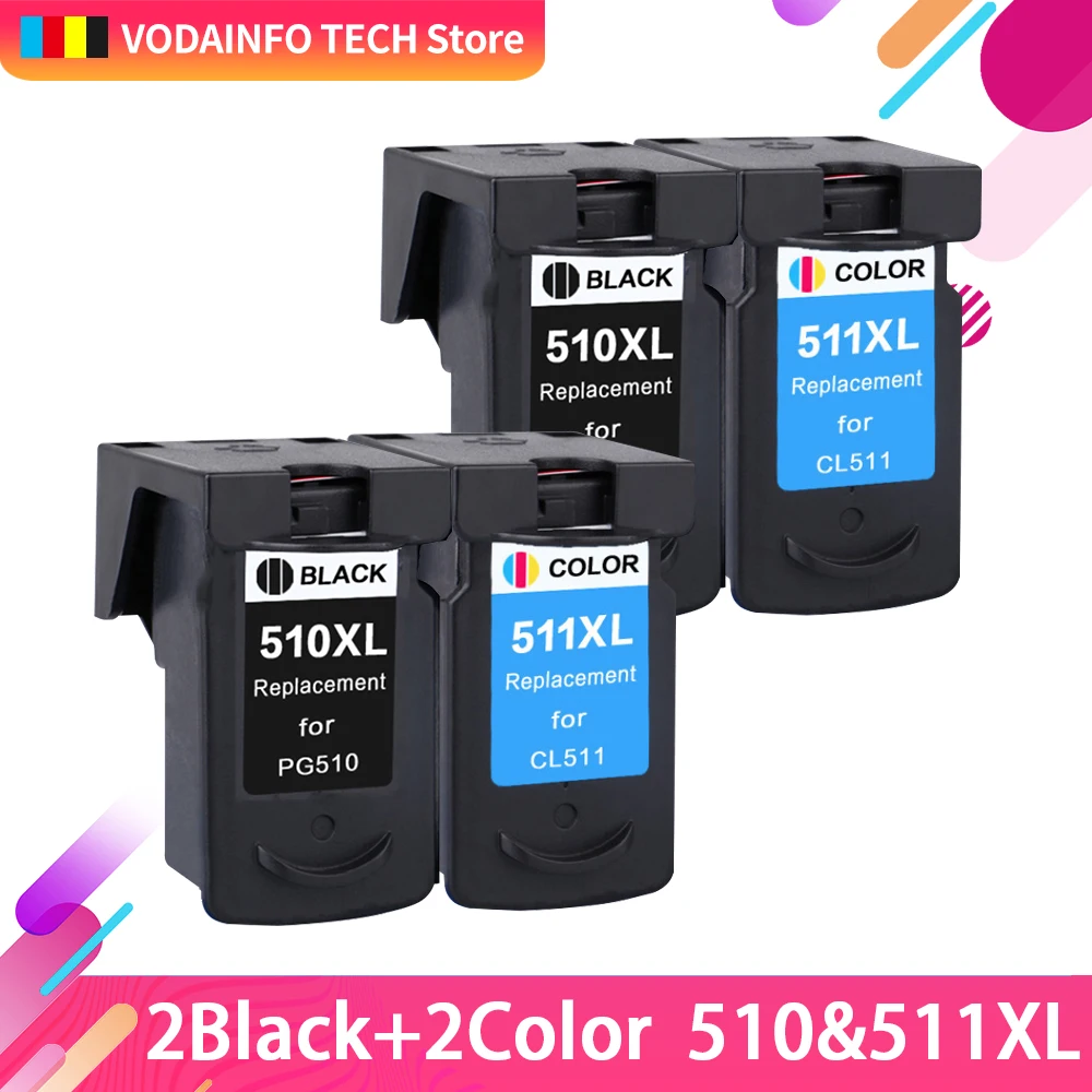 2 комплекта совместимый картридж Замена для Canon PG 510 CL 511 PG510 CL511 Pixma MP240 250