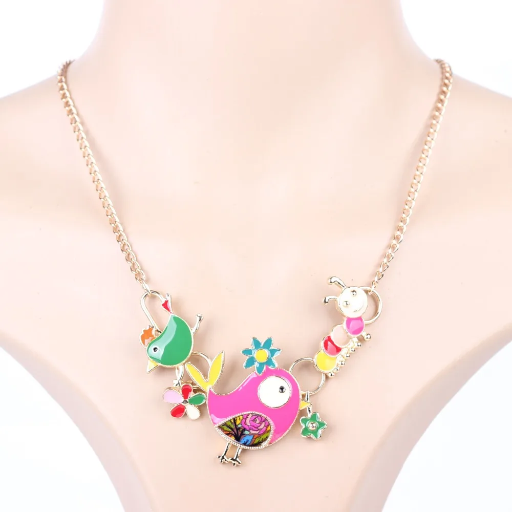 Newei массивное ожерелье цыпленок Эмаль Золотая пластина длинная цепь из сплава