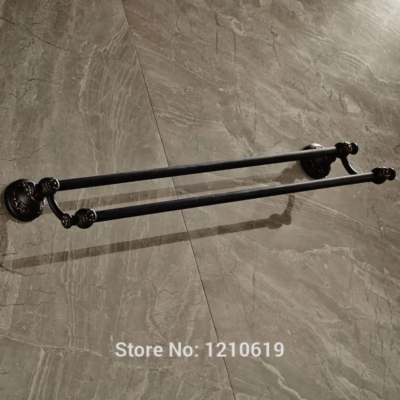 Newly Oil Rubbed Bronze Double Towel Bars Rails Retro Style Bathroom Rack Shelf Wall Mount | Обустройство дома