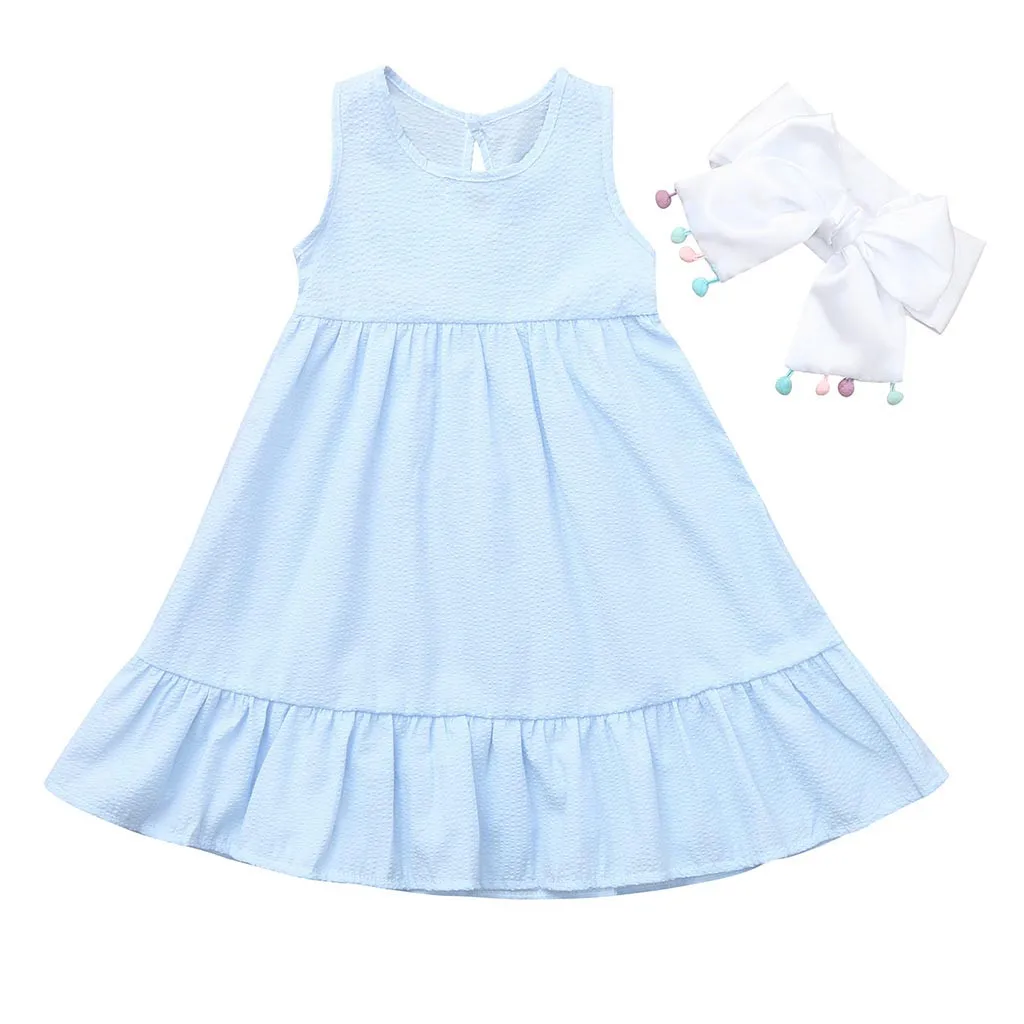 ARLONEET 2019 New summer babys Dress Toddler Infant Baby Girls Solid Sleeveless Vest Princess Belt Outfits Set Z0207 | Мать и ребенок