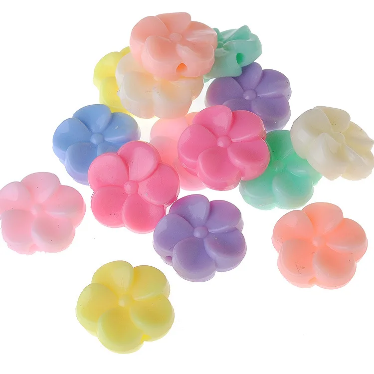 

320pcs/BAG 19mm Pastel Solid Colors Flower Beads DIy jewelry Findings Kids Cute Plastic Acrylic Beading Craft Material 500g