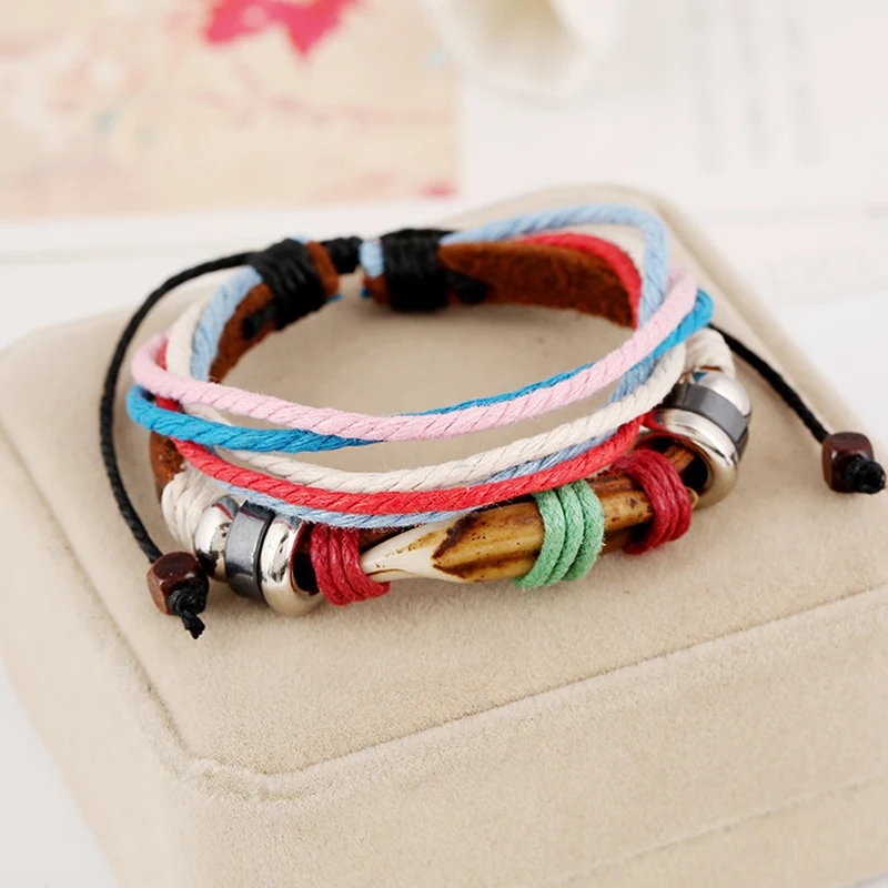 Ювелирные изделия для влюбленных многослойные кожаные браслеты из смолы