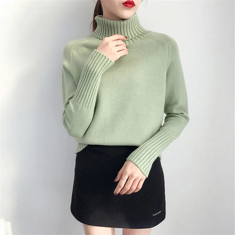 Autumn Women Sweater Winter New High Collar Pullover Knitted 2018 Female Long Sleeve Loose Ladies LDT667 | Женская одежда