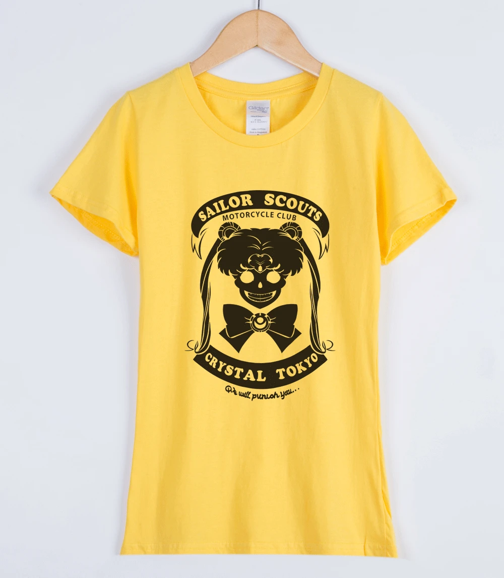 yellow1 Женские футболки с рисунком Сейлор Мун, Япония, каваи, крутая Женская одежда, самодизайн, Готическая Лолита, Панк футболка, милый топ, рубашка - Цвет: yellow1
