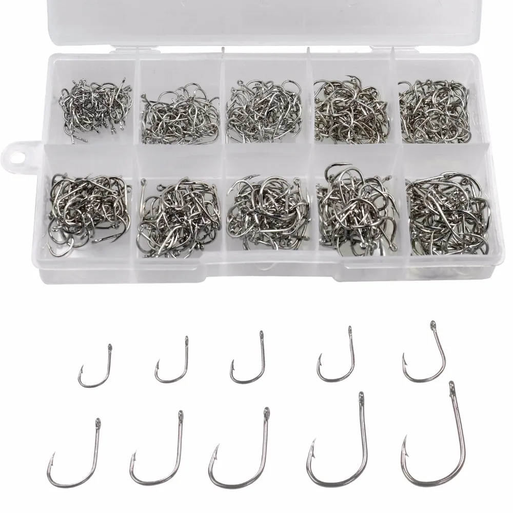 500 шт./кор. с высоким содержанием углерода Сталь рыболовный крючок #3-#12 рыболовных