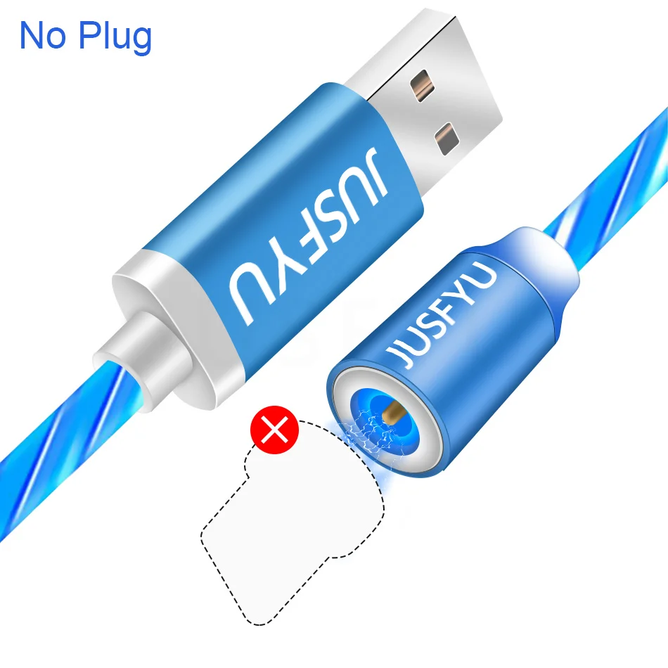 Blue Cable No Plug Магнитный usb-кабель для iPhone XR XS MAX 7 8 Micro type C зарядное устройство для быстрой зарядки Магнитный зарядный USB-C type-C - Цвет: Blue Cable No Plug