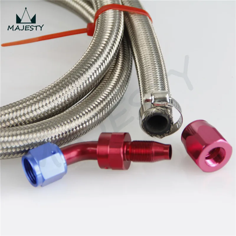 Серебряный Ан 12 нержавеющая сталь плетеный масло/топливный шланг 3 фута серебро +