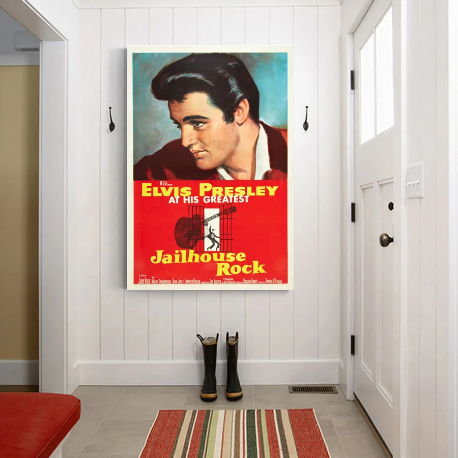 Настенное искусство по Элвису Пресли в стиле винтаж: персонализированные печати обложек музыкальных альбомов на холсте для декора гостиной.