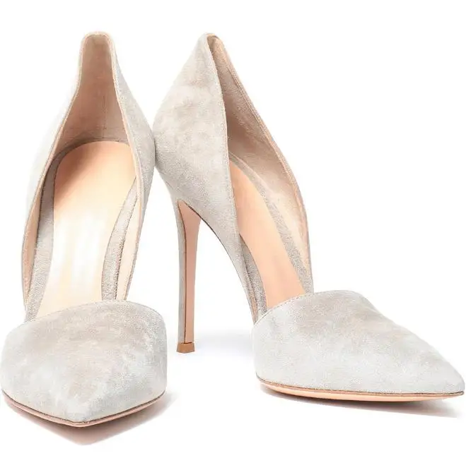 

2019 Solid Color Pumps Red White in High Thin Heels with Pointed Toe Shallow shoes Woman Slip on Party Shoes Big Size