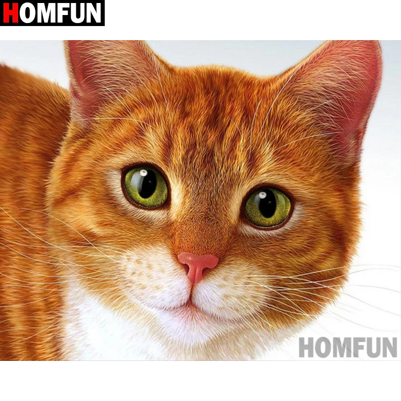 Алмазная 5D Вышивка HOMFUN Кот картина с полными квадратными/круглыми стразами