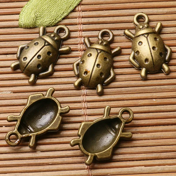 

12pcs antiqued bronze color beetle design charms EF2937