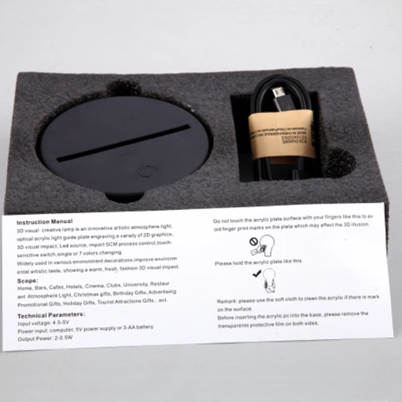 Акрил 7 цветов 3D USB светодиодный светильник ночные светильники Настольная лампа
