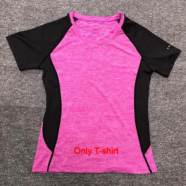 Purple T-Shirt Yoloey, быстросохнущая спортивная одежда, леггинсы для спортзала, женская футболка, костюм, трико для фитнеса, спортивный костюм, набор для бега, йоги, женский спортивный костюм - Цвет: Purple T-Shirt