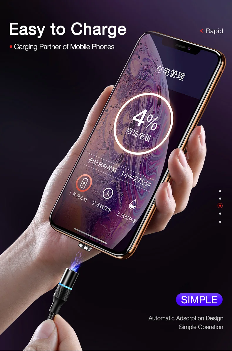 Cafele Магнитный USB кабель светодиодный для быстрой зарядки для ios type C Micro зарядный провод USB C Магнитный зарядный кабель для мобильного телефона Синхронизация данных