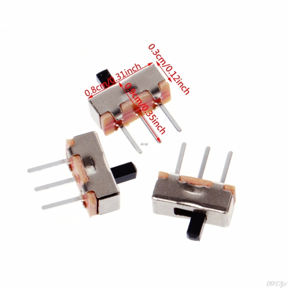 10 шт. 2 положения вкл/выкл SPDT 1P2T 3 Pin PCB панель Мини Вертикальный скользящий