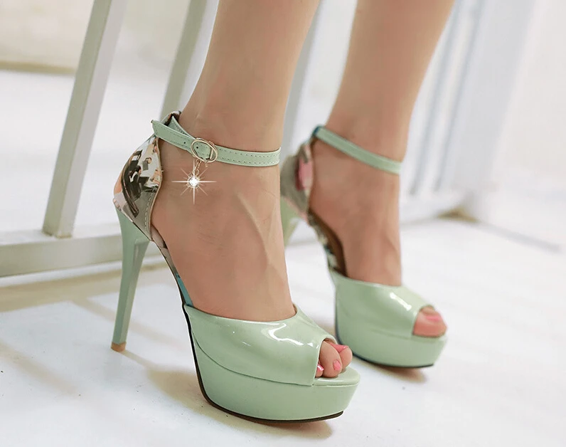 2015 new summer in Europe and the United States fish mouth nightclub sandals fine with ultra waterproof tape pumps | Обувь