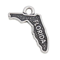 rainxtar fashion vintage double side alloy american state of florida map charms 1518mm 50pcs aac058