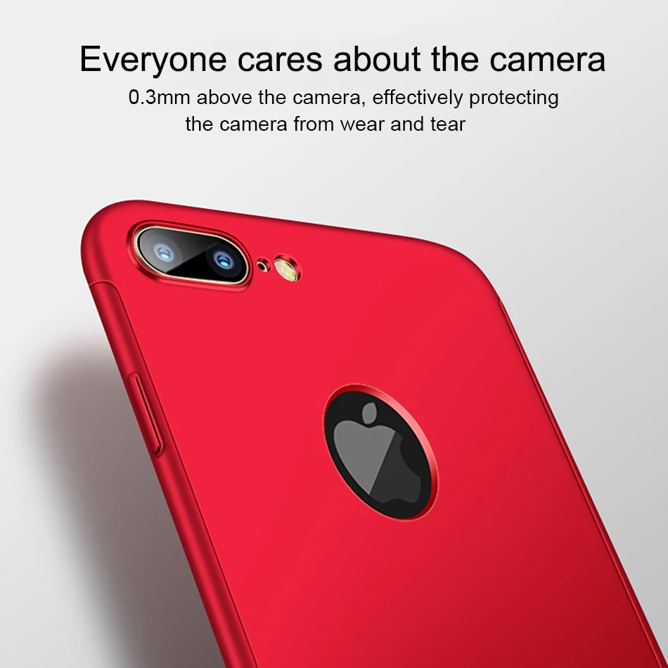 360 Full Protective Phone Case For iPhone 7 8 Plus 6 6s 5 5S SE X 10 Cover Xs Max XR With Glass |