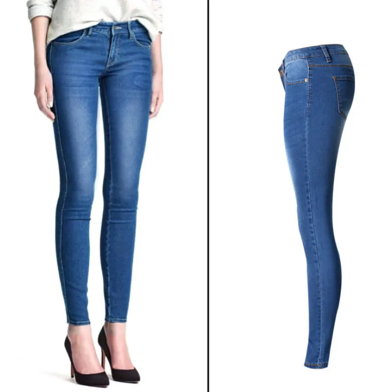 Low Waist Bleached Washed Skinny Jeans Women Fashion Push Up Vintage Moustache Effect Pencil Pants Femme Blue Plus Size Trousers |