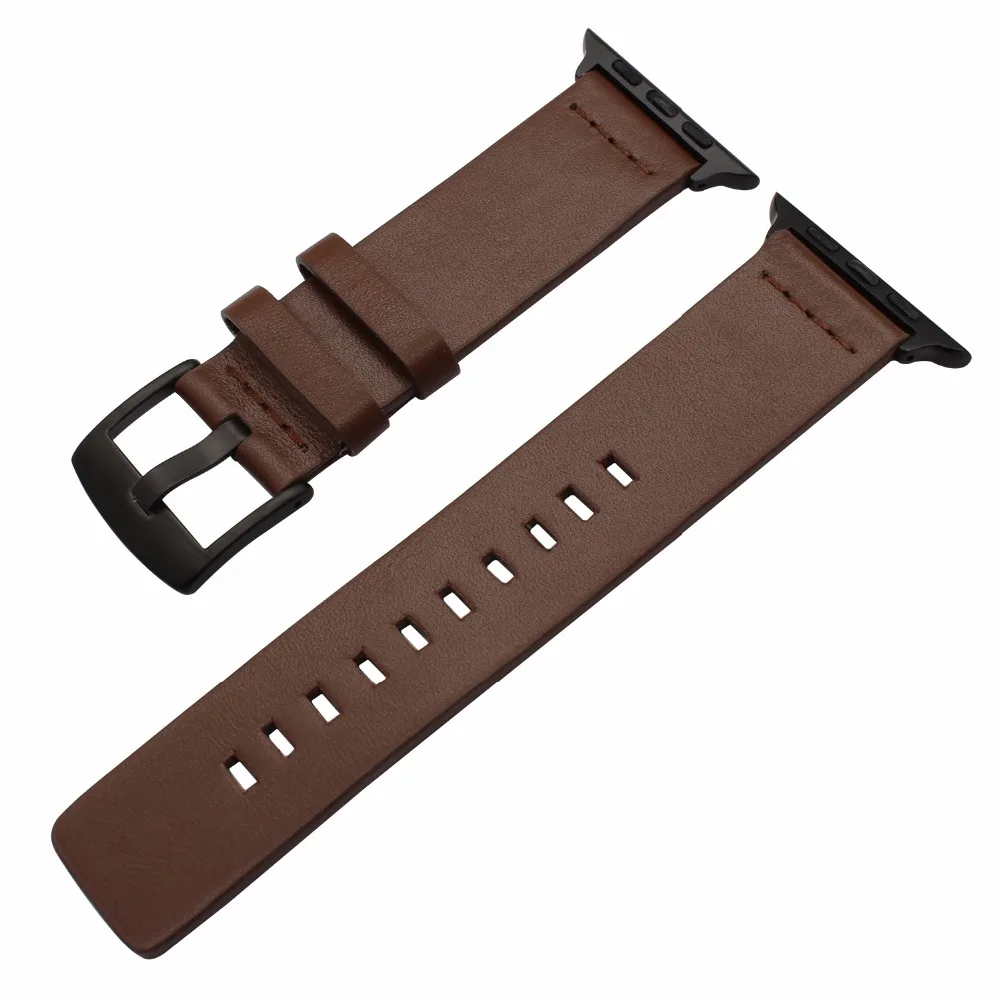 Ремешок итальянский из жирной кожи для iWatch Apple Watch SE 38 мм 40 42 44 Series 6 5 4 3 2 1 браслет со