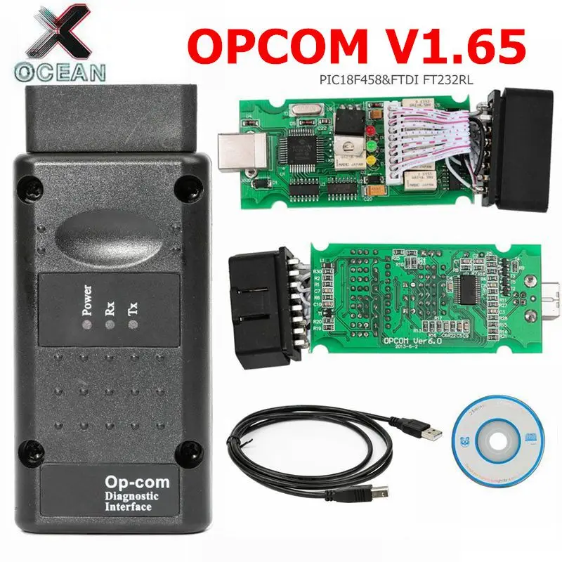 

OPCOM V1.65 with PIC18F458 FTDI FT232RL chip op-com OBD2 Auto Diagnostic tool for Opel OPcom CAN BUS V1.65 Support WIN XP /WIN 7