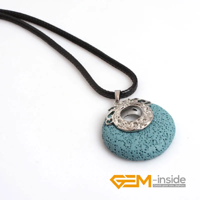 Вулканическая лава для монет 40 мм кожаное ожерелье с подвеской из губчатого