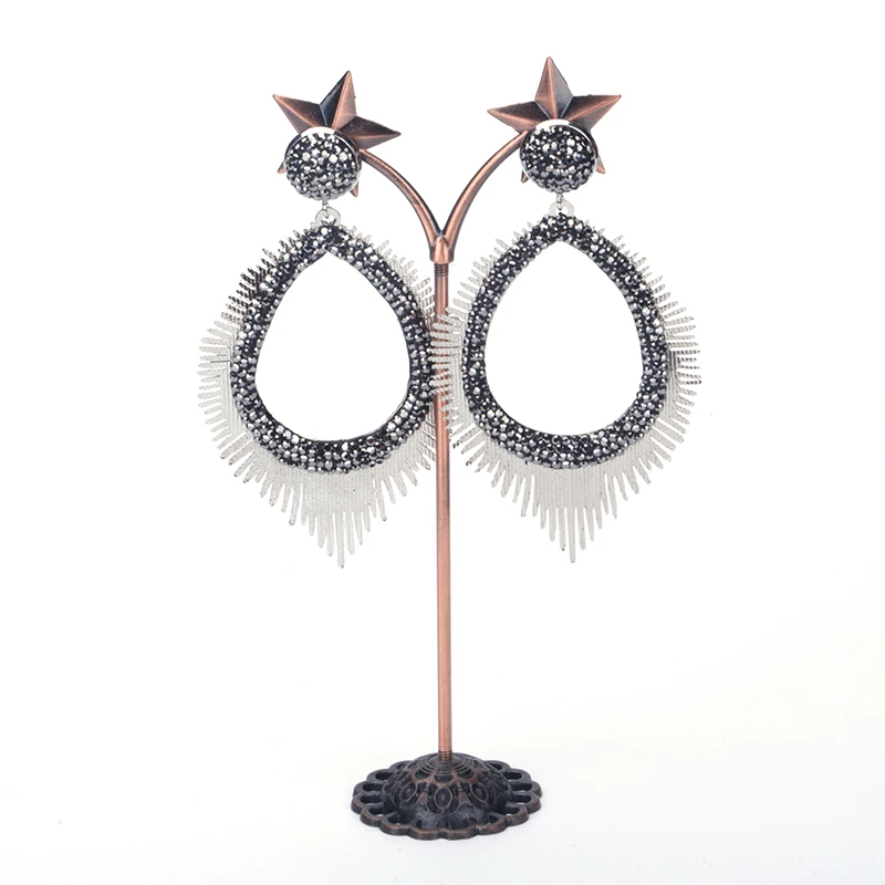 Новое поступление высокое качество популярные Висячие серьги Стразы оптовая