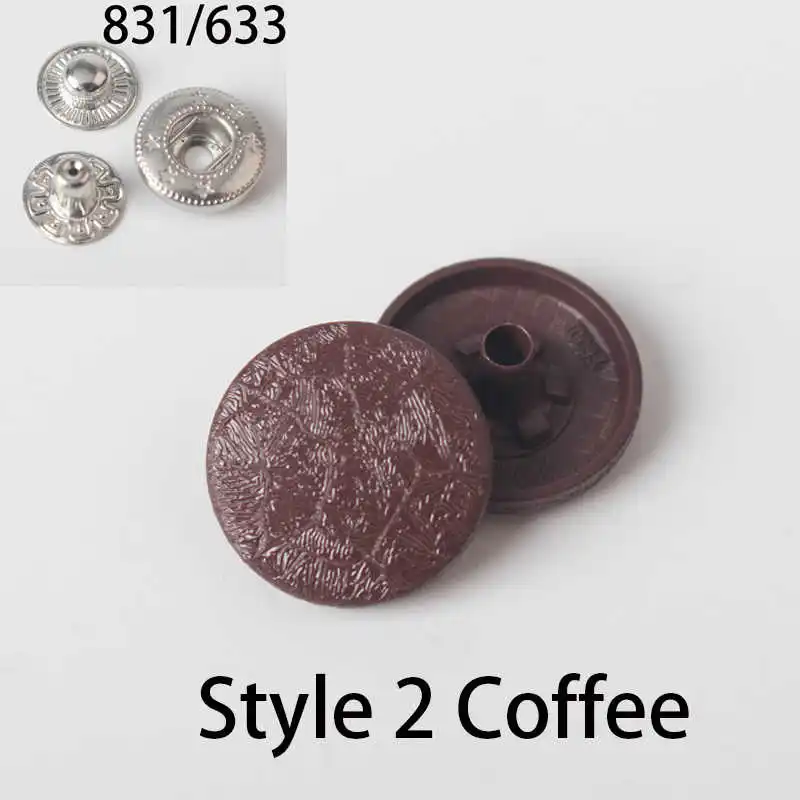 style2-coffee 10 шт. 15 мм латунная защелкивающаяся заклепка 831/633 Тип швейная кожаная Кнопка Ремесло для одежды аксессуар для одежды Сделай Сам Q27 - Цвет: style2-coffee